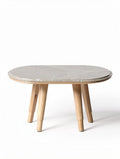Marble top coffee table with wooden legs in natural finish 120 x 80 x 75cm