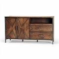 Wooden sideboard with metal accents and two drawers for storage 150 x 40 x 75cm