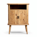 Wooden nightstand with geometric pattern and two storage compartments 60 x 40 x 80cm