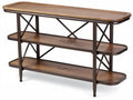 Wooden console table with two open shelves in dark brown finish 120 x 40 x 80cm