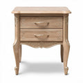 Wooden nightstand with decorative carvings and two storage drawers 50 x 40 x 60cm