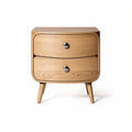 Wooden nightstand with two drawers and tapered legs 40 x 40 x 50cm
