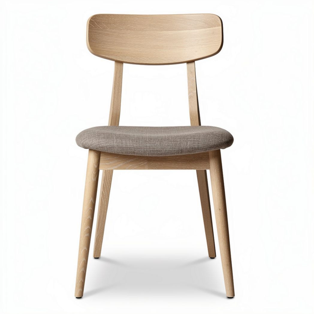 Wooden dining chair with fabric cushion in natural finish 45 x 40 x 85cm