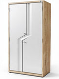 Wooden storage cabinet with mirrored doors and modern design 80 x 45 x 180cm